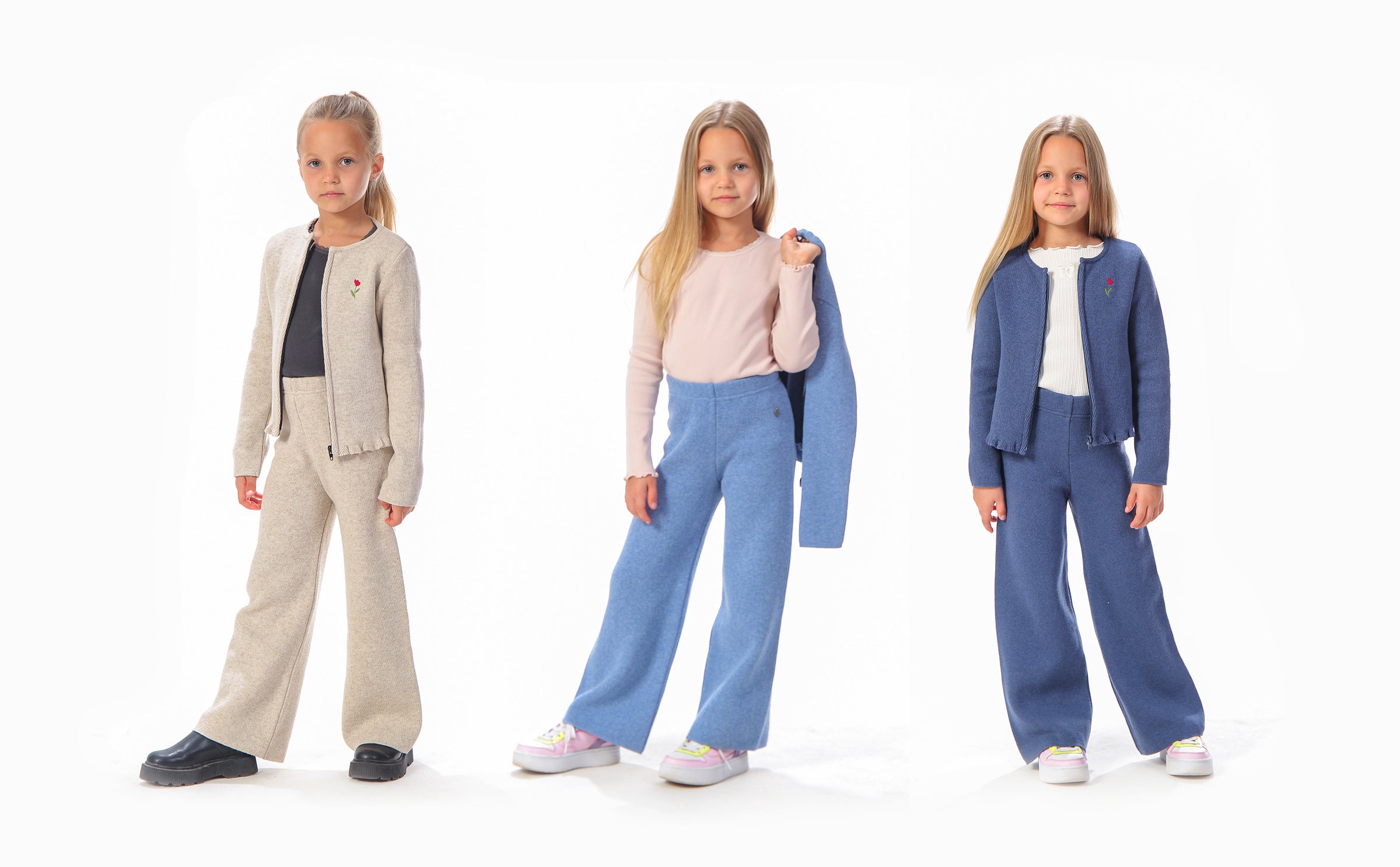 Devojčica nosi BAIKA trikotažne pantalone – šarene i udobne za sve sezone